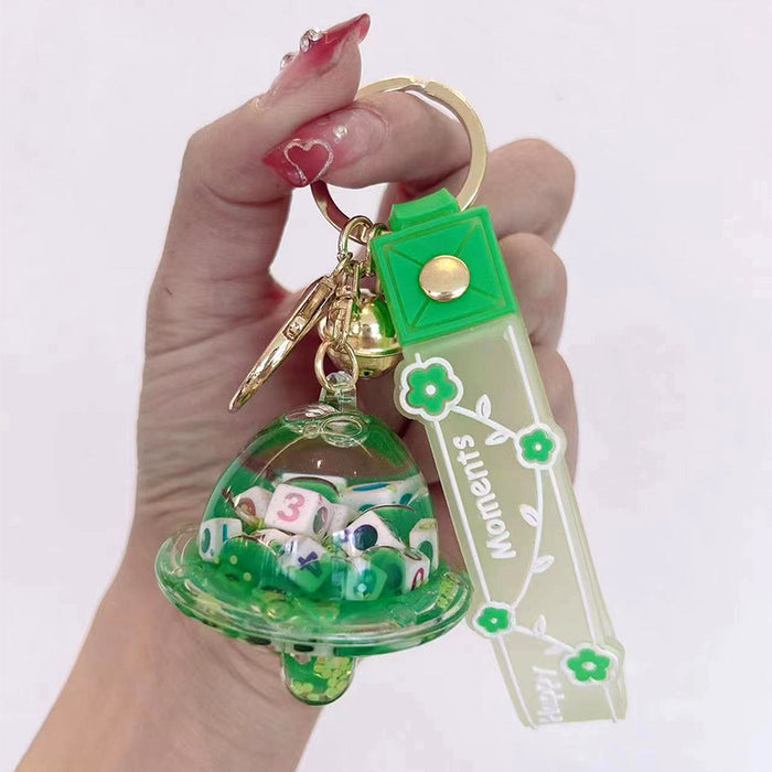 Wholesale Acrylic Oiled Dice Alien Spaceship Keychain JDC-KC-ChenX001