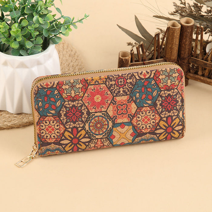 Wholesale PU Leather Long Wallet with Geometric Pattern Zip Around Closure MOQ≥3