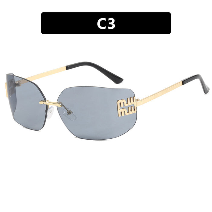 Wholesale Sunglasses curved integrated frameless cut edge sunglasses