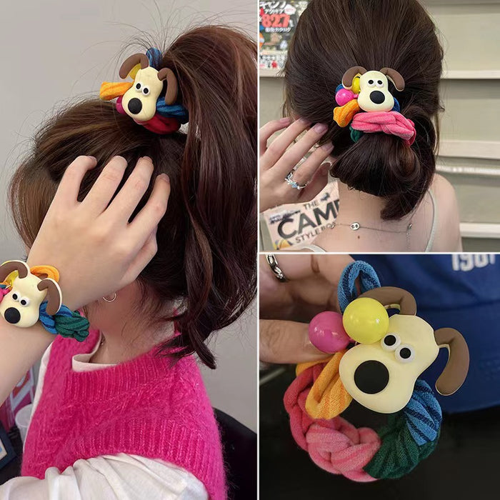 Wholesale Cartoon Cute Dog Head Fabric Hair Tie JDC-HS-Weiye005