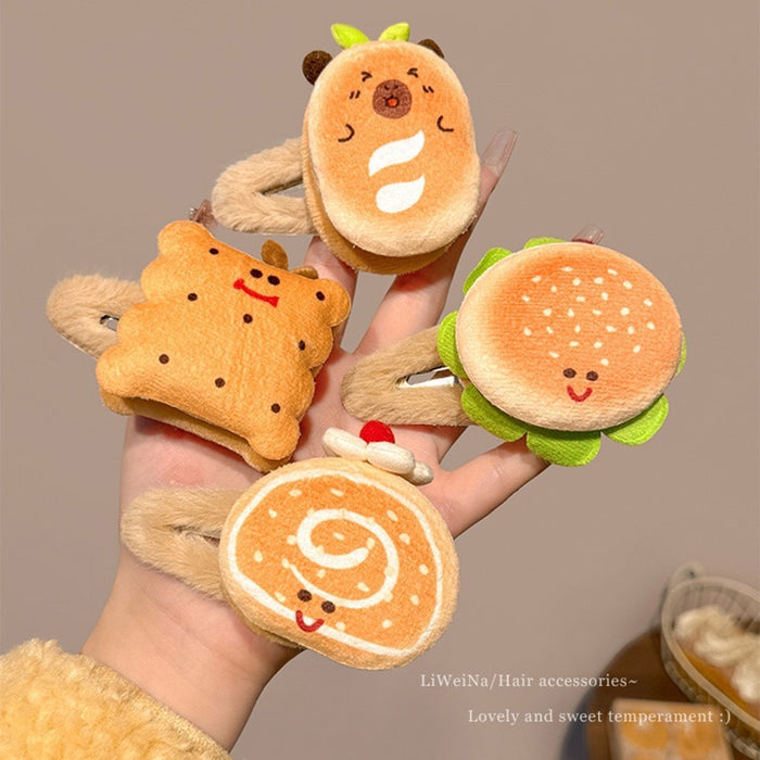 Wholesale Coffee Cartoon Cute Burger Hair Clip Toast Hair Clip Headpiece