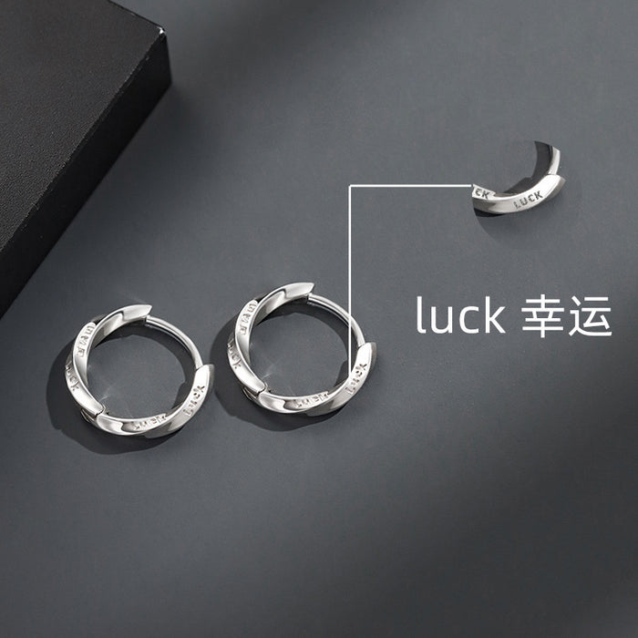 Wholesale Pure silver earrings with niche design, high-end feel, personalized letter ear buckle