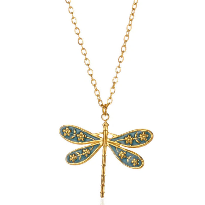 Wholesale Dragonfly Pendant Necklace Exquisite Flower Niche  Clavicle Chain Jewelry