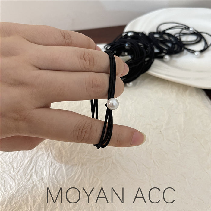Wholesale Pearl Headband Feminine Black Work Clothing Versatile Rubber Band Hairband