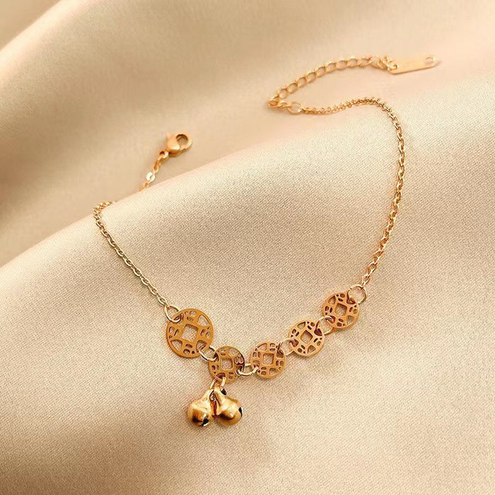 Wholesale Bell Titanium Steel Copper Coin Anklet