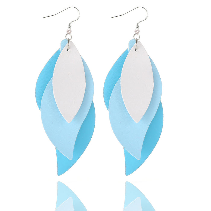 Wholesale Artificial Leather Leaf Shape Earrings Trendy Jewelry Accessory