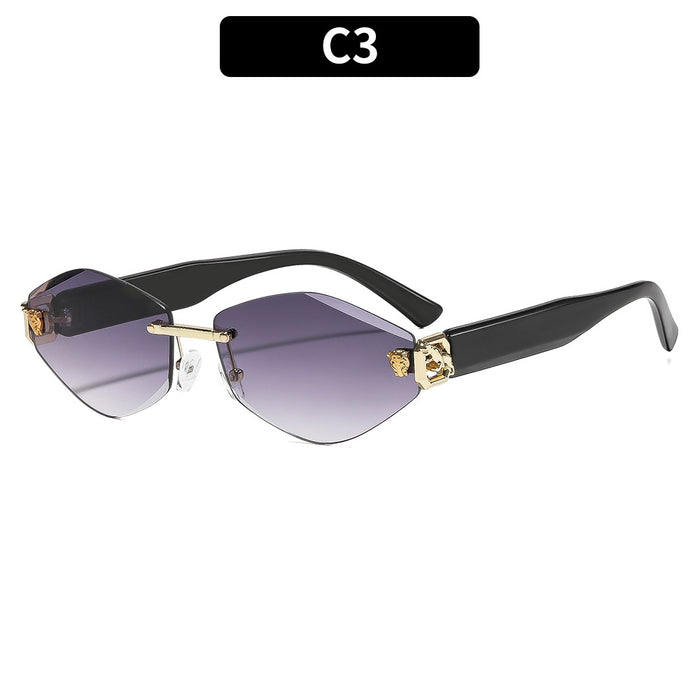Wholesale Frameless Sunglasses Gold Frame Gray Lens UV400 Street Fashion Accessory