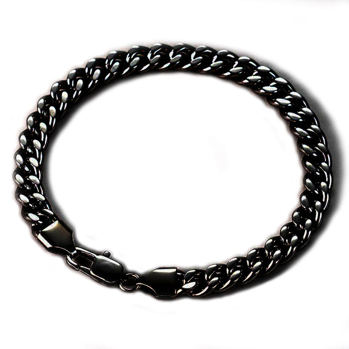 Wholesale Simple stainless steel double-sided grinding chain, double-sided Cuban chain bracelet, personalized, trendy and versatile