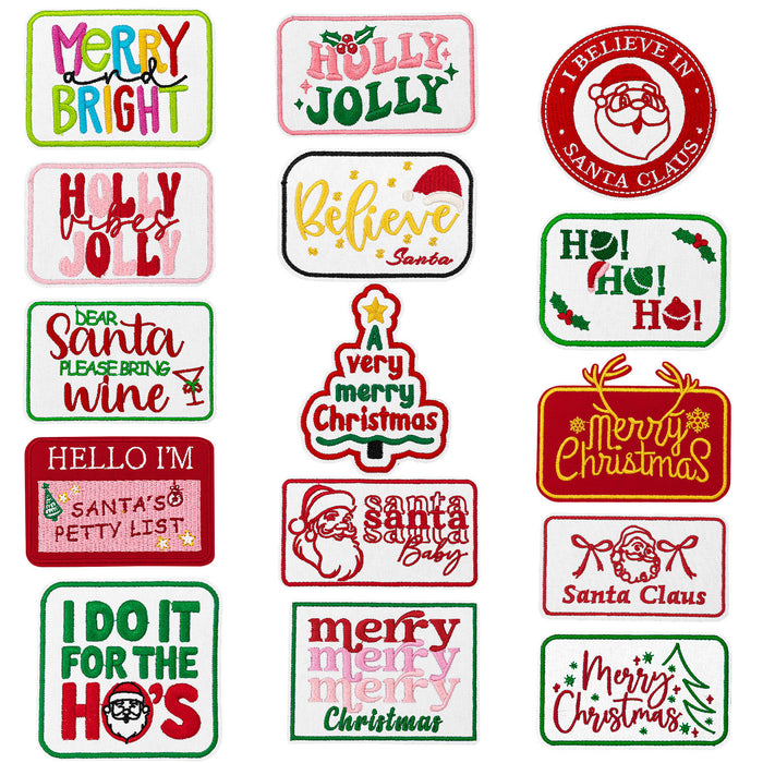 Wholesale Christmas text embroidery DIY Patches