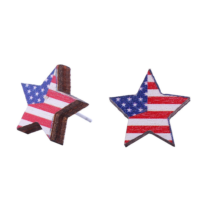 Wholesale American Independence Day Sunflower Butterfly Pentagram Eagle Various Wooden Earrings JDC-ES-ChouTteng019