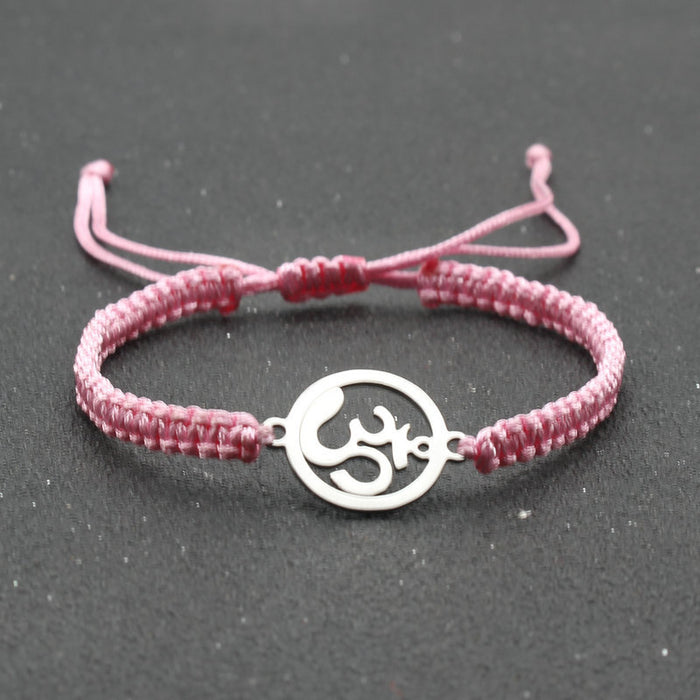 Wholesale  jewelry stainless steel round OM bracelet hand-woven adjustable hand rope