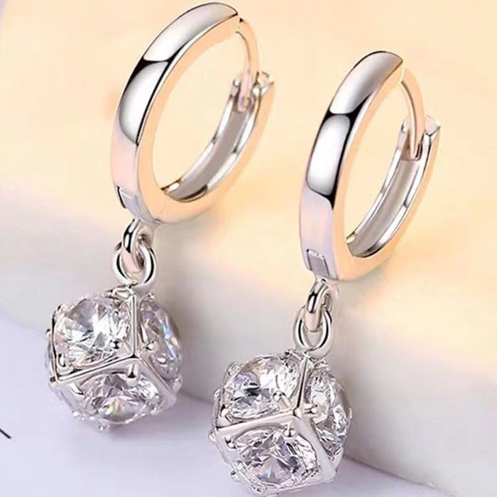 Wholesale Zircon diamond ball copper earrings