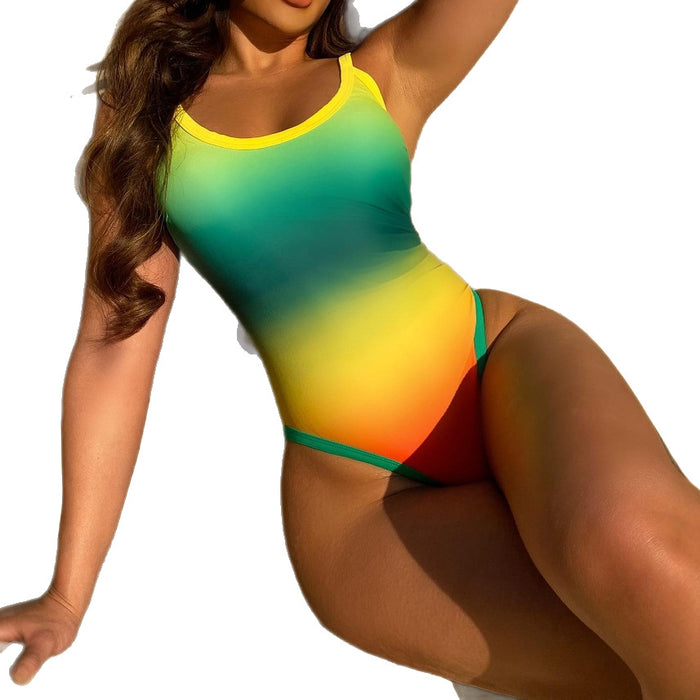 Wholesale New sexy swimsuit cross tie high waist gradient split women's bikini swimsuit