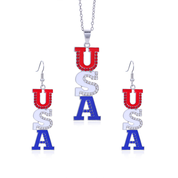Wholesale Jewelry alloy diamond studded striped earrings necklace set