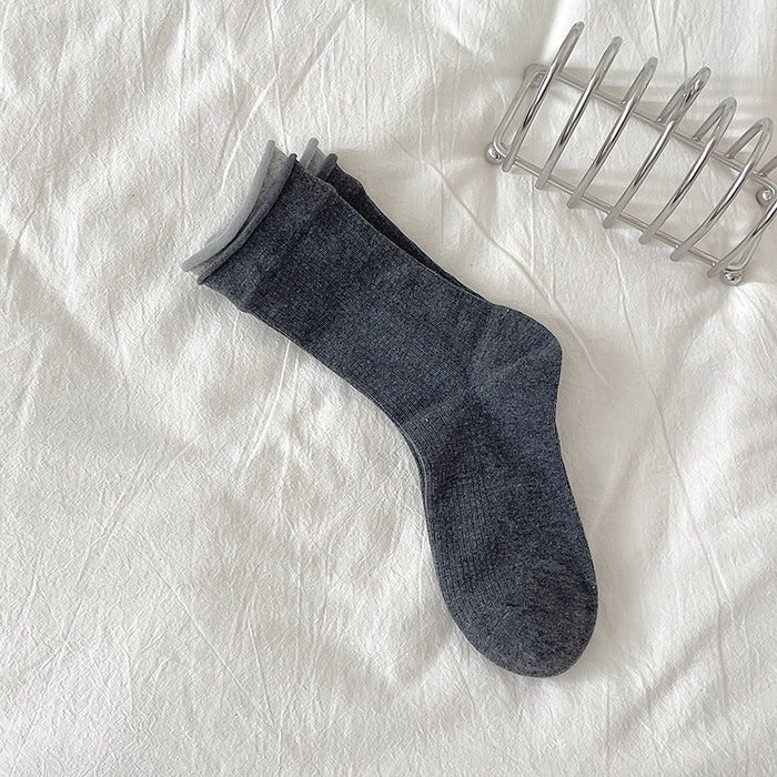 Wholesale Long socks with rolled edges and boneless middle tube socks, versatile and loose fit