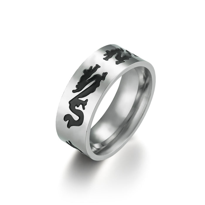 Wholesale  Corrosion Blackened Skull Titanium Steel Ring Retro Simple  Stainless Steel Ring