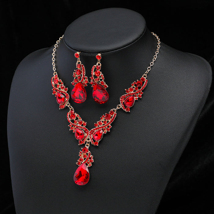 Wholesale exaggerated necklace earrings set for alloy plating jewelry dress