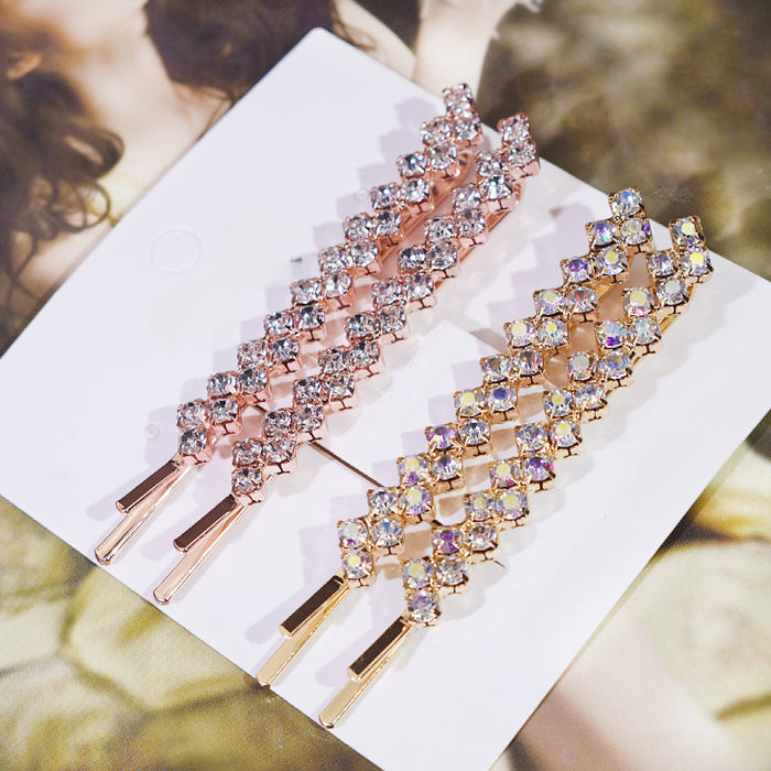 Wholesale Full Diamond Rhinestone Clip Hairpin Simple Hair Accessories Side Clip Duckbill Clip Broken Hairpin Side Clip