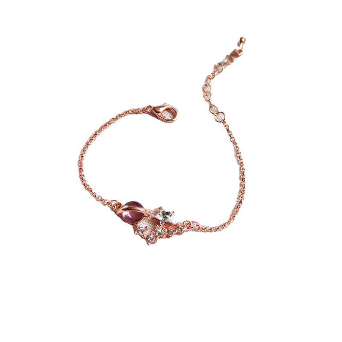 Wholesale Dreamy starry sky colorful planet pink cat' s eye bracelet