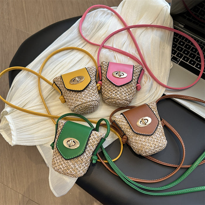 Wholesale New fashionable buckle mini bucket bag for children, girl accessories crossbody bag, headphone bag