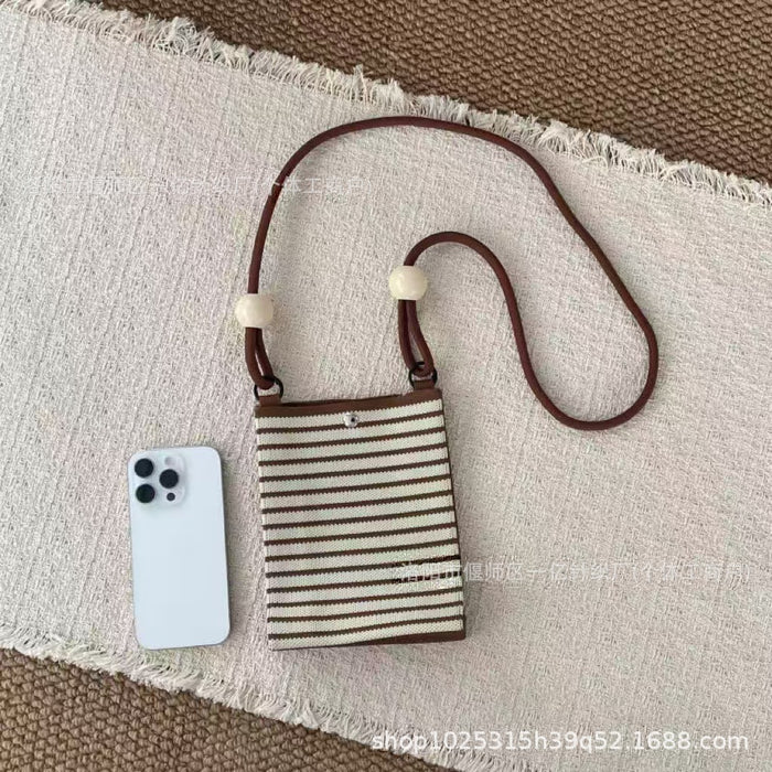 Wholesale Knitted Crossbody Bag with Rope and Beads Cute Phone Purse MOQ≥3