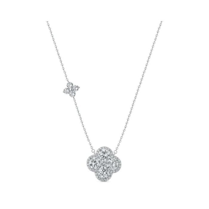 Wholesale Silver Diamond Four-leaf Clover Necklace All-match Niche Design Girlfriend Jewelry Gift
