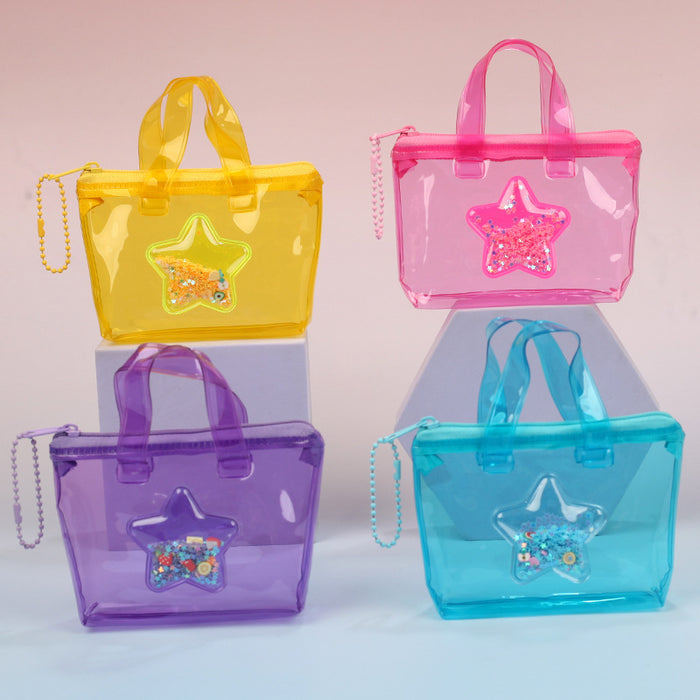 Wholesale Star Jelly Transparent PVC Coin Purse Earphone Pouch Bag Charm Gift