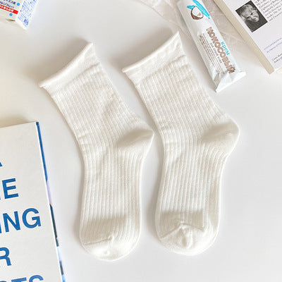 Wholesale Socks, thin, cute college cotton, solid color, mid tube socks