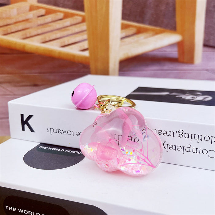 Wholesale Acrylic Oil Quicksand Bottle Dry Flower Swan Keychain JDC-KC-DiMeifei003