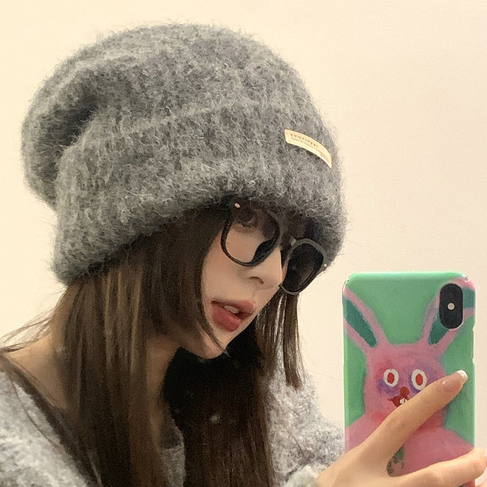 Wholesale Wool autumn and winter wool pile hat big head circumference versatile casual cold hat warm hat couple ear protection knitted hat