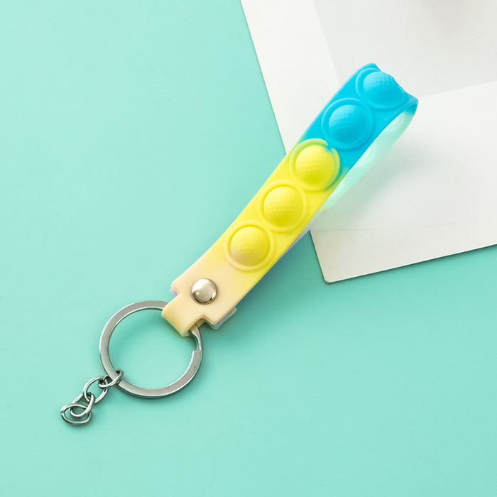 Wholesale Color Gradient Bubble Decompression Keychain Hand Strap Silicone Wristband JDC-KC-HanR001