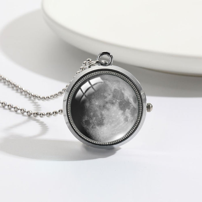 Wholesale Silver rotating pocket watch student flip necklace watch