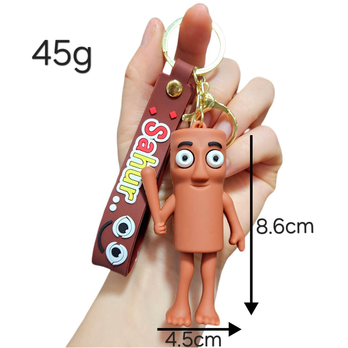 Wholesale Doll Keychain Mythical Beast Quirky Abstract Wooden Stick Man Shark Small Pendant