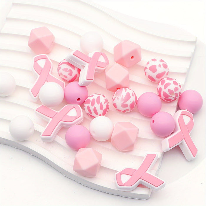 Wholesale 10pcs Silicone Round Beads Ribbon Style Hexagonal Beads JDC-BDS-HongZhou024