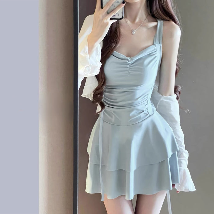 Wholesale Naked back sexy swimsuit dress style jumpsuit, covering the belly to show off weight, soaking in hot spring vacation