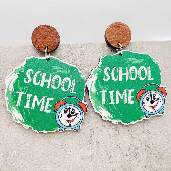 Wholesale Teacher' s Day Earrings Pencil Book Wooden Earrings Glitter Earrings