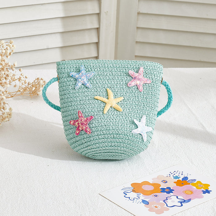 Wholesale Straw Bag for Girls Cute Solid Color Design Summer Travel Crossbody Purse