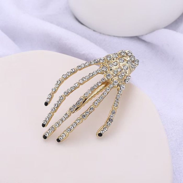 Wholesale Ghost Claw Skull Hand Claw Hairpin Super Flash Rhinestone Hair Accessories Duckbill Clip Bangs Clip Hand Bone Hairpin  Headwear