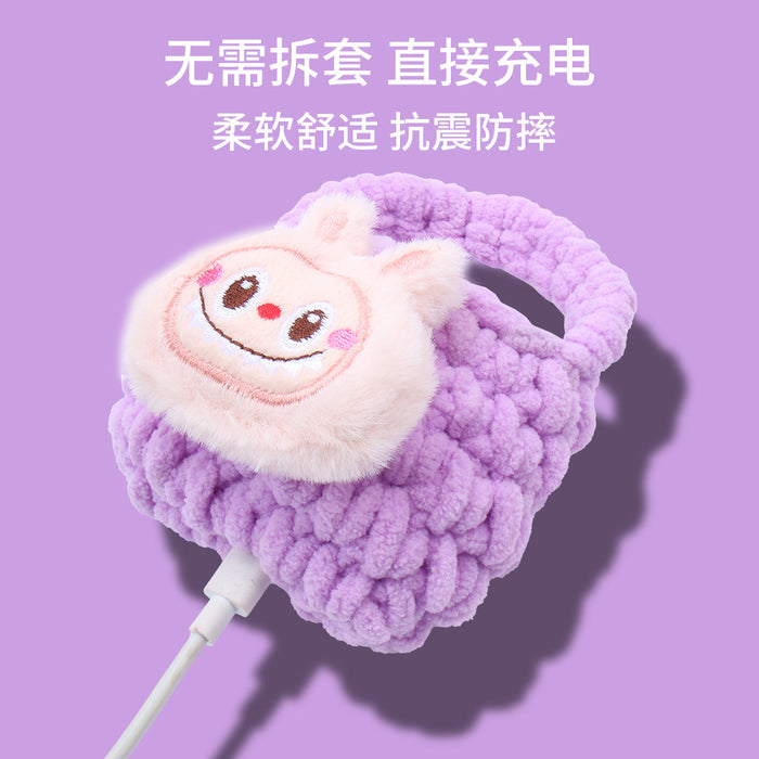 Wholesale Plush Monster airpodspro Cyber Popular Knitted Headset Protective Case Coin Purse Children's Handbag