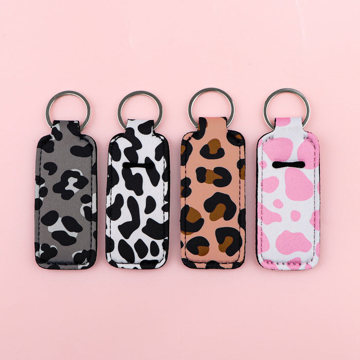 Wholesale Leopard Lipstick Set Heat Transfer Keychain
