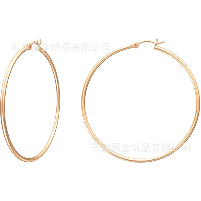 Wholesale Stainless Steel Large Round Wire Earrings JDC-ES-HeiJ001