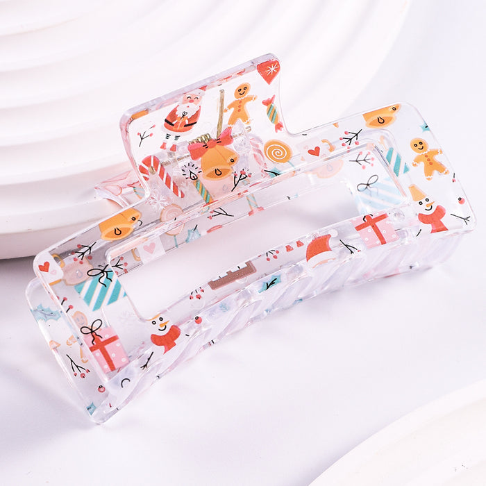 Wholesale Christmas Halloween Transparent Printed Plastic Hairpin JDC-HC-Fengp006