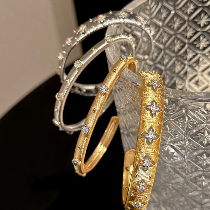 Wholesale Open sparkling diamond woven gold bracelet