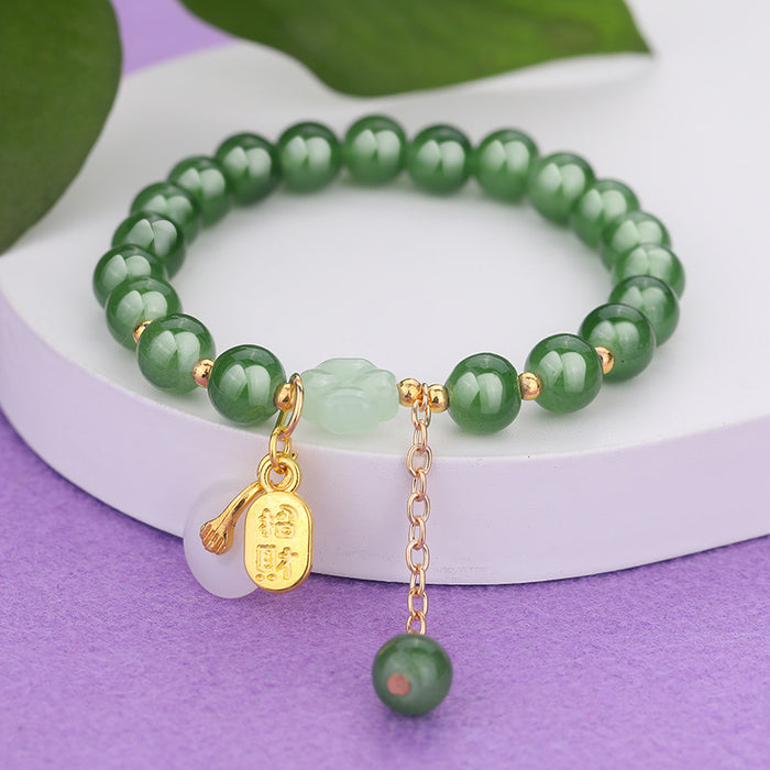 Wholesale Ethnic style aventurine bracelet peace buckle glass bracelet