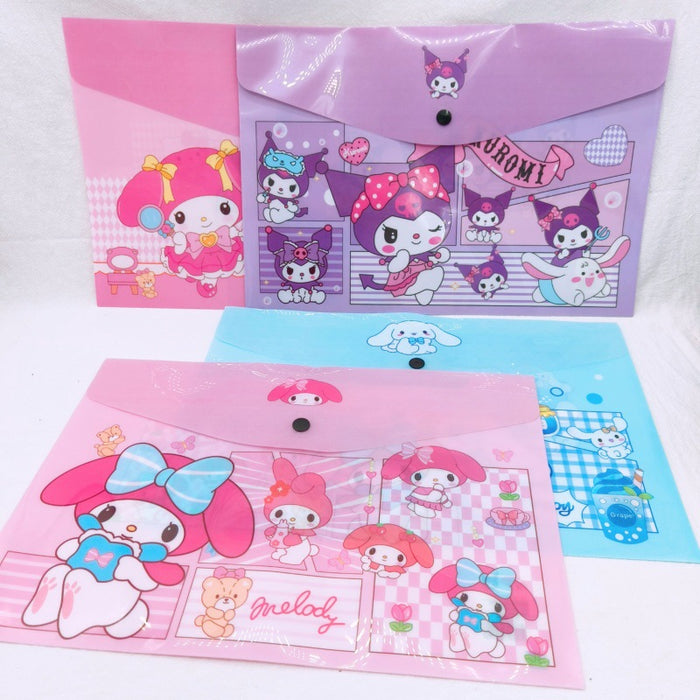 Wholesale 12pcs/ pack PP File Bag Button Bag Cartoon A4 Storage Bag