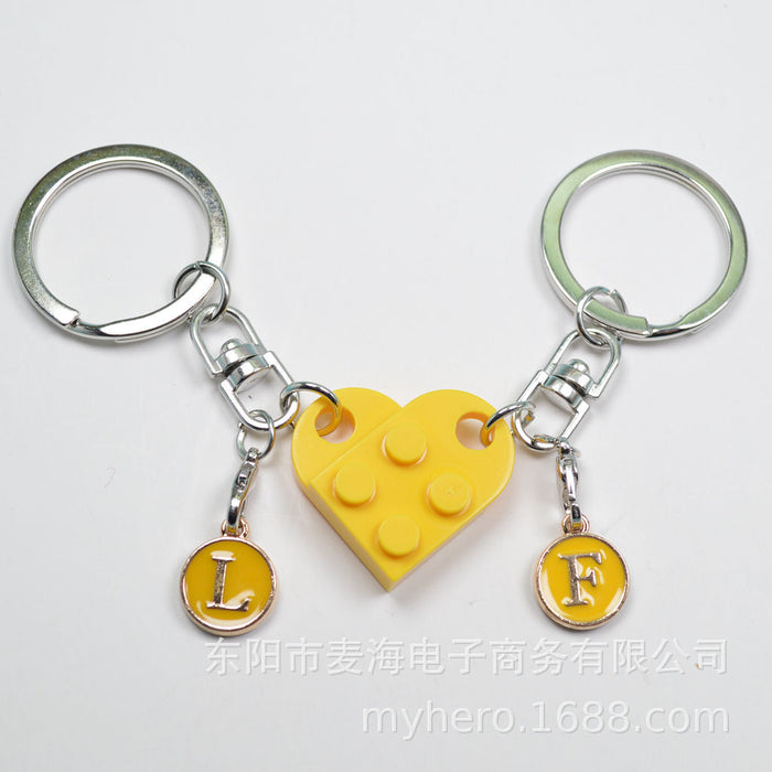 Wholesale Alloy Letter Pendant 2 in 1 Detachable Love Building Block Keychain JDC-KC-Maih003