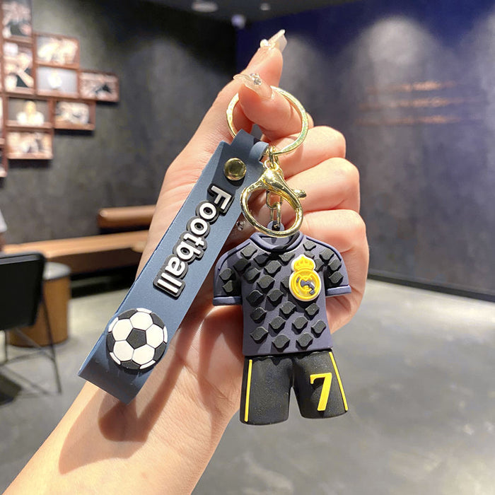 Wholesale Football Jersey Keychain Cartoon Doll School Bag Pendant Car Key Chain Small Gift