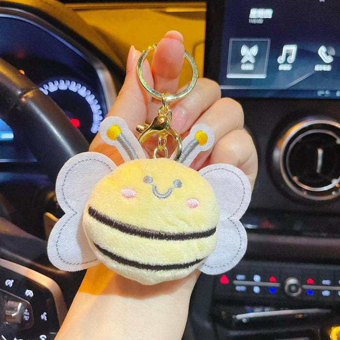 Wholesale Cartoon plush doll keychain cute bee key doll pendant clothing bag accessories