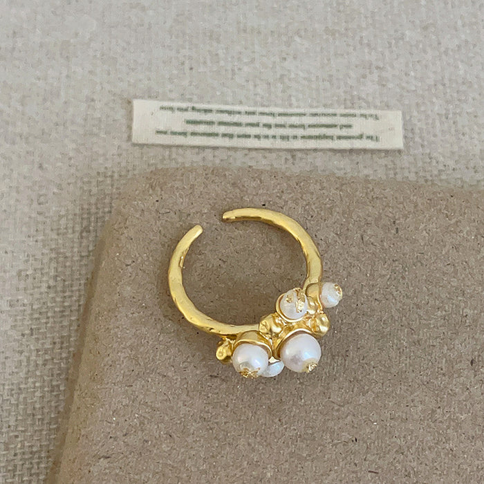 Wholesale Gold Ring with Pearl Flowers