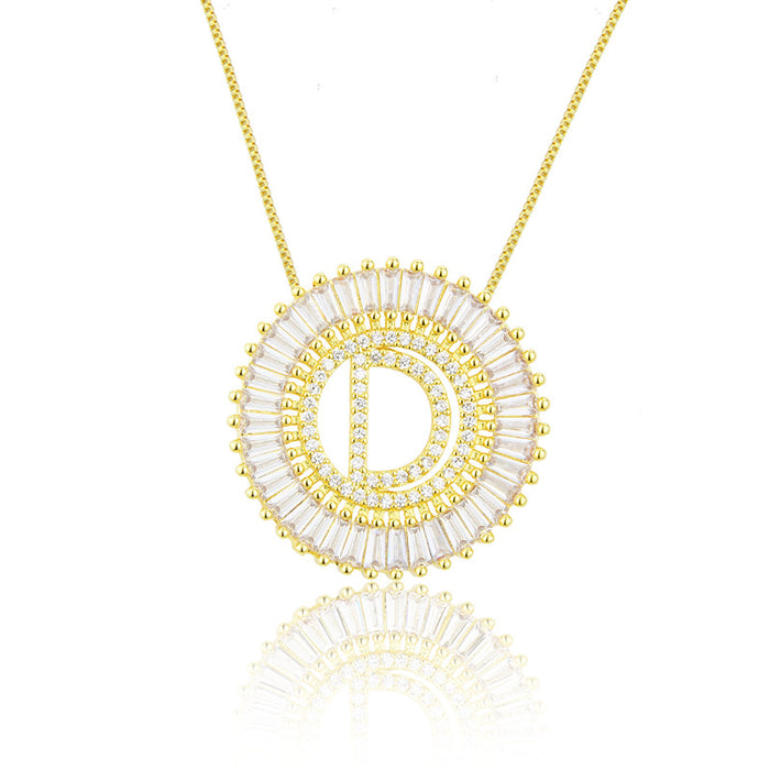 Wholesale Round Zircon Letter Pendant Necklace JDC-NE-BaiTian015